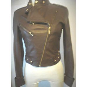 Truth and Pride Leather Biker Jacket Brown Lined S